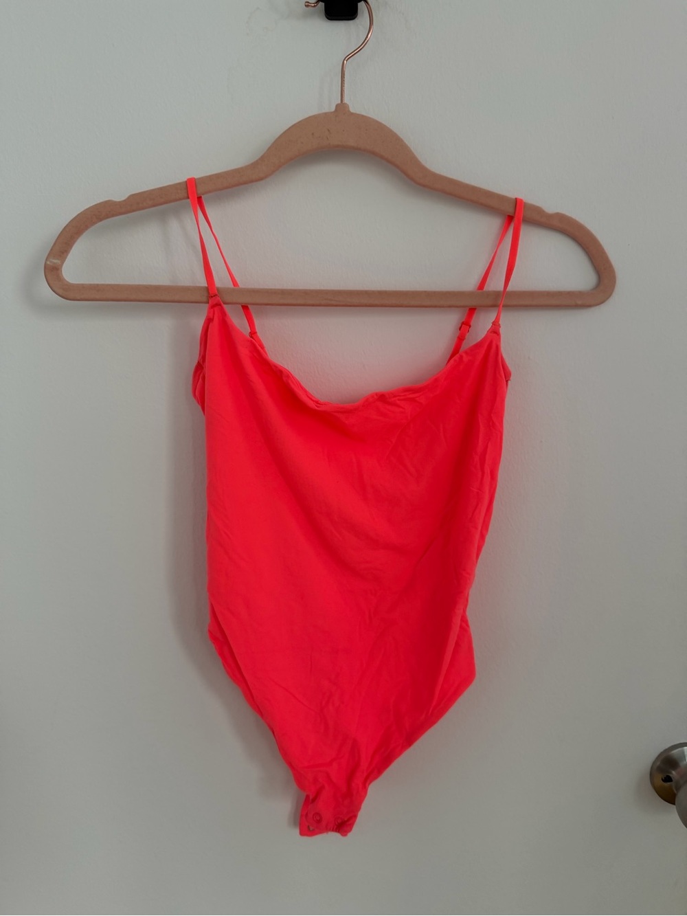 SKIMS Neon Coral Spaghetti-Strap Bodysuit